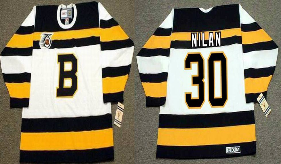 2019 Men Boston Bruins #30 Nilan White Black CCM NHL jerseys->boston bruins->NHL Jersey